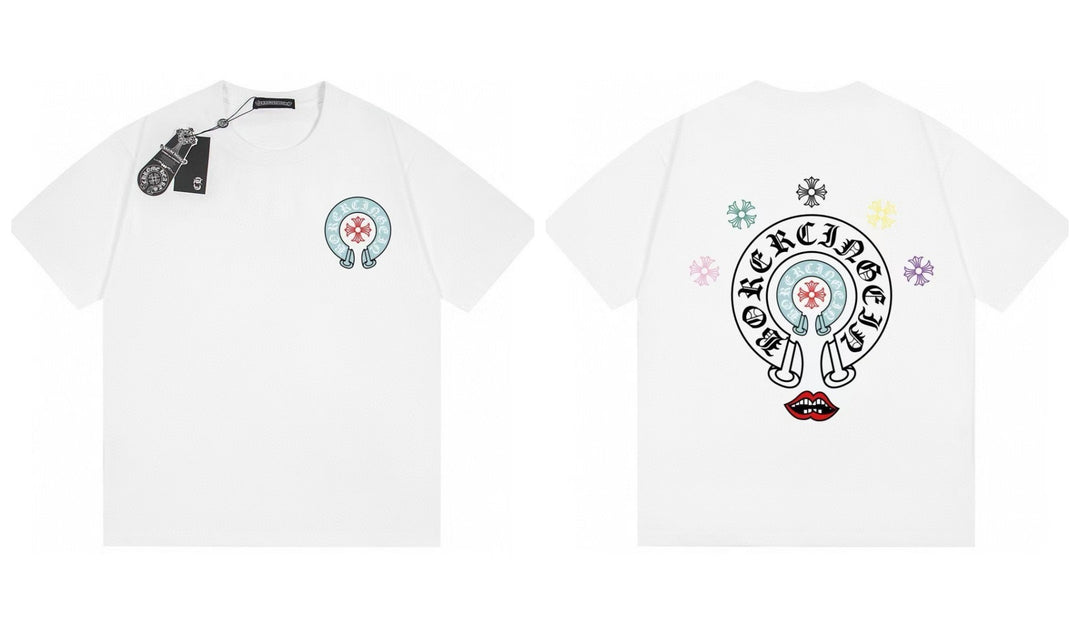 Chrome Hearts Summer Embroidery Print Cotton T-Shirt Short-Sleeve