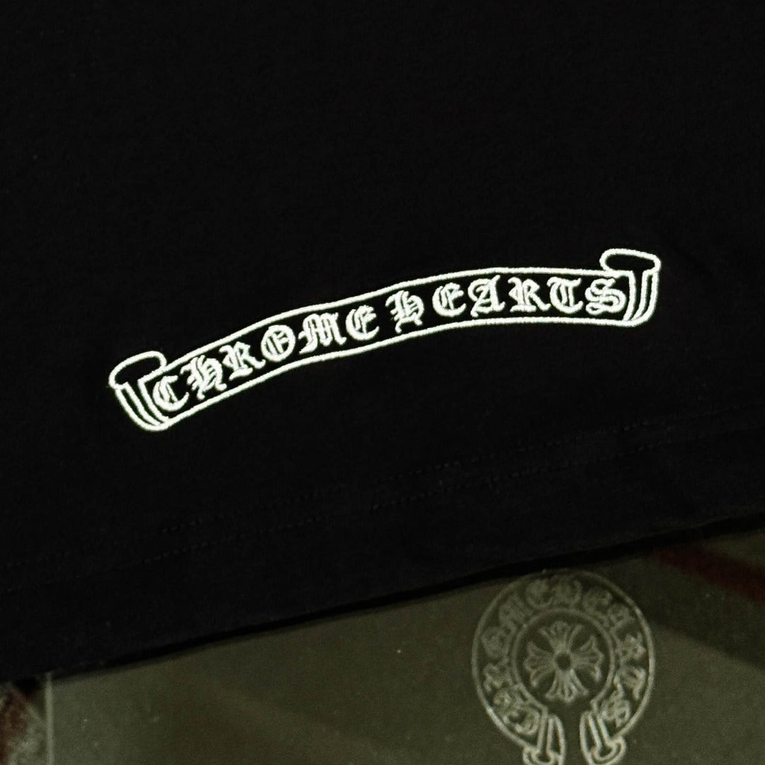 Chrome Hearts heavy-duty cross-stitch embroidery T-shirt