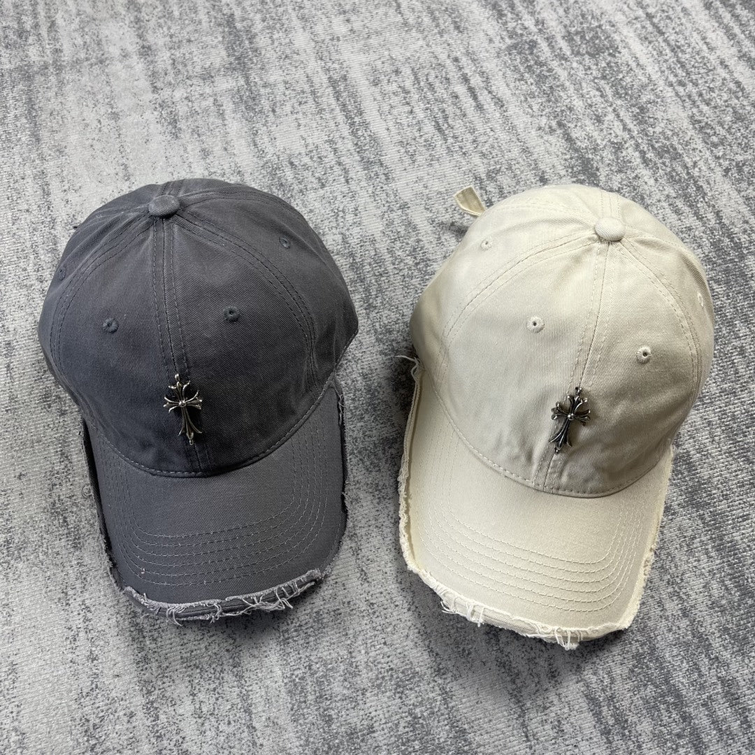 Chrome Hearts Ripped Denim Baseball Cap