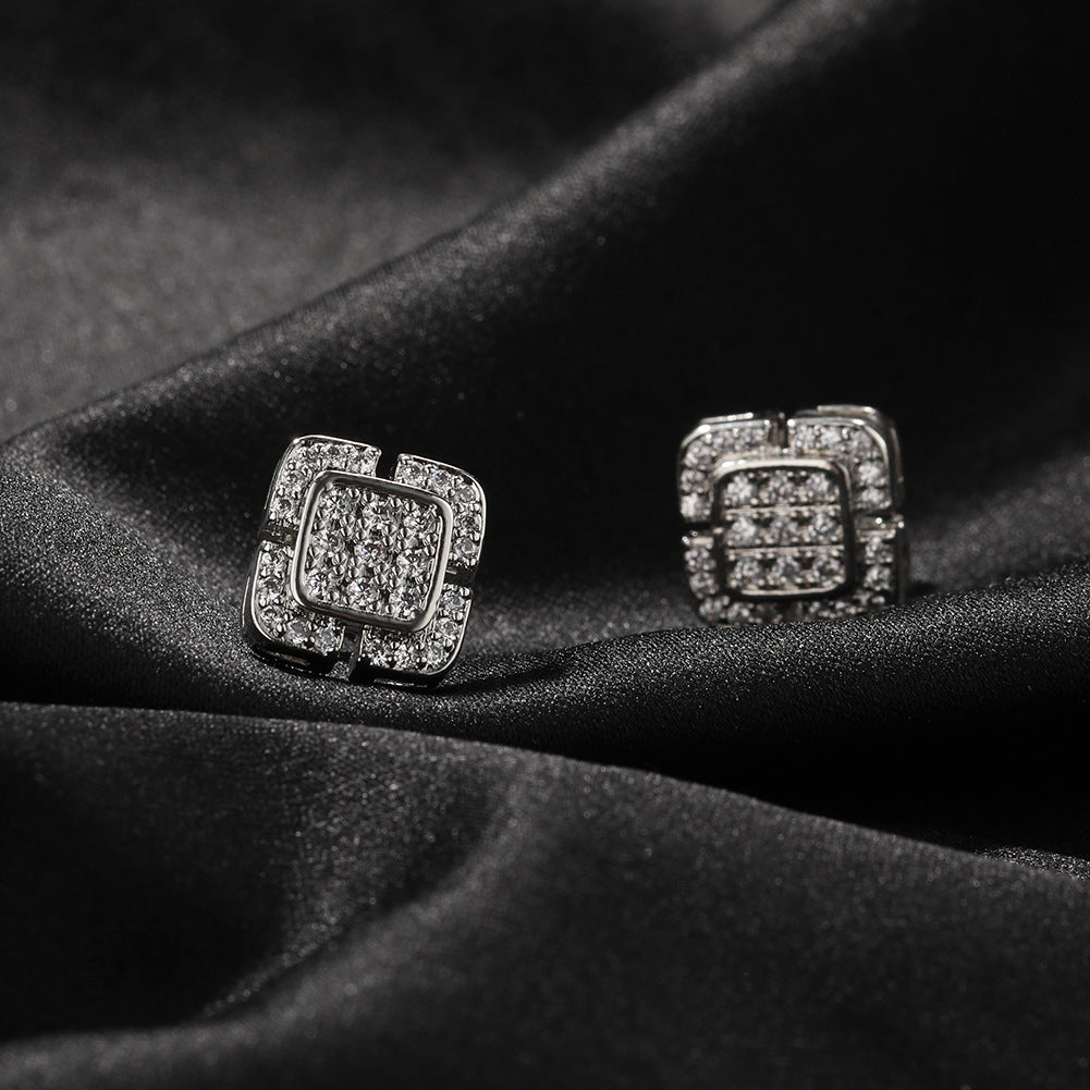 Square cross eight-star and eight-sword diamond Earrings