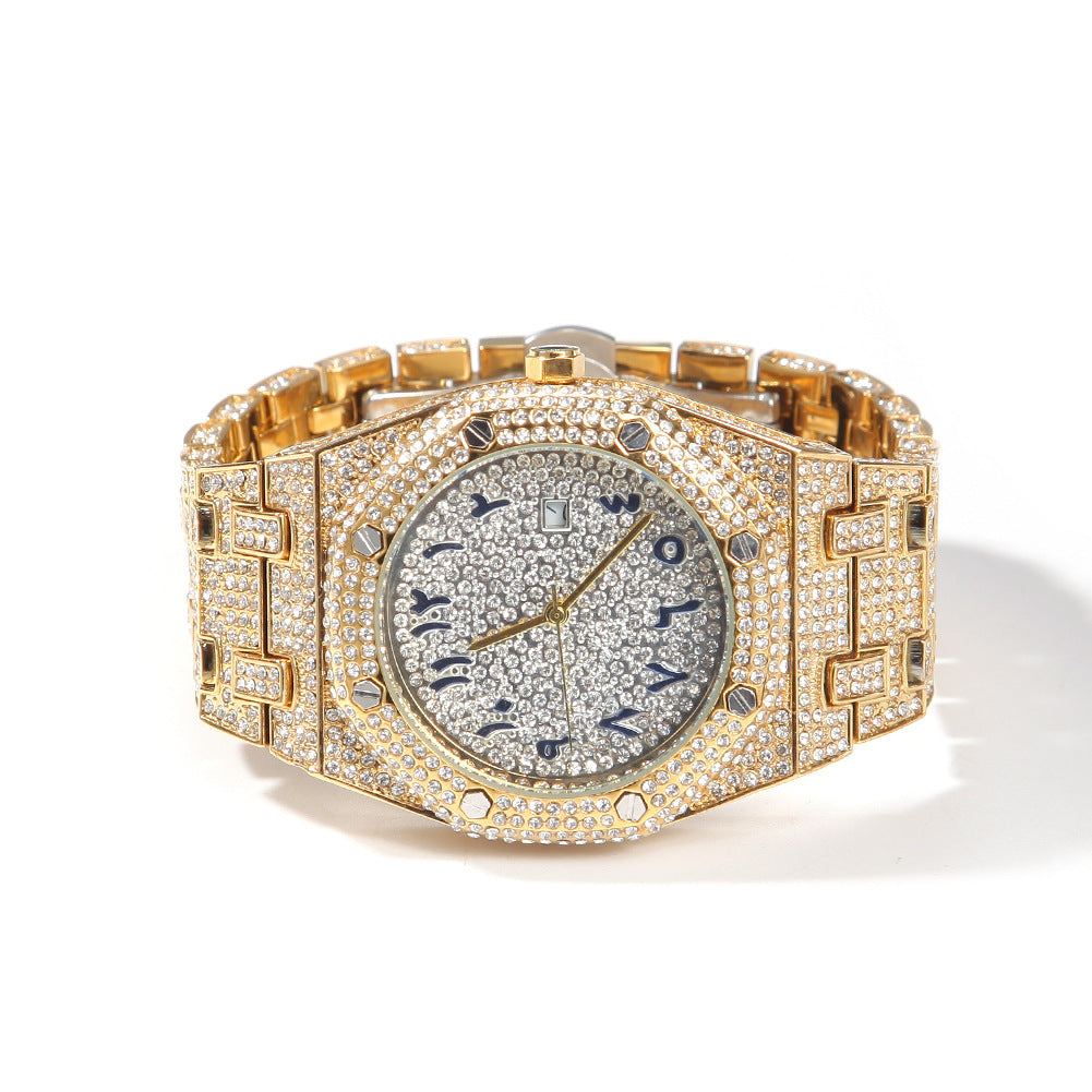 Full diamond Arabic dial hip-hop watch