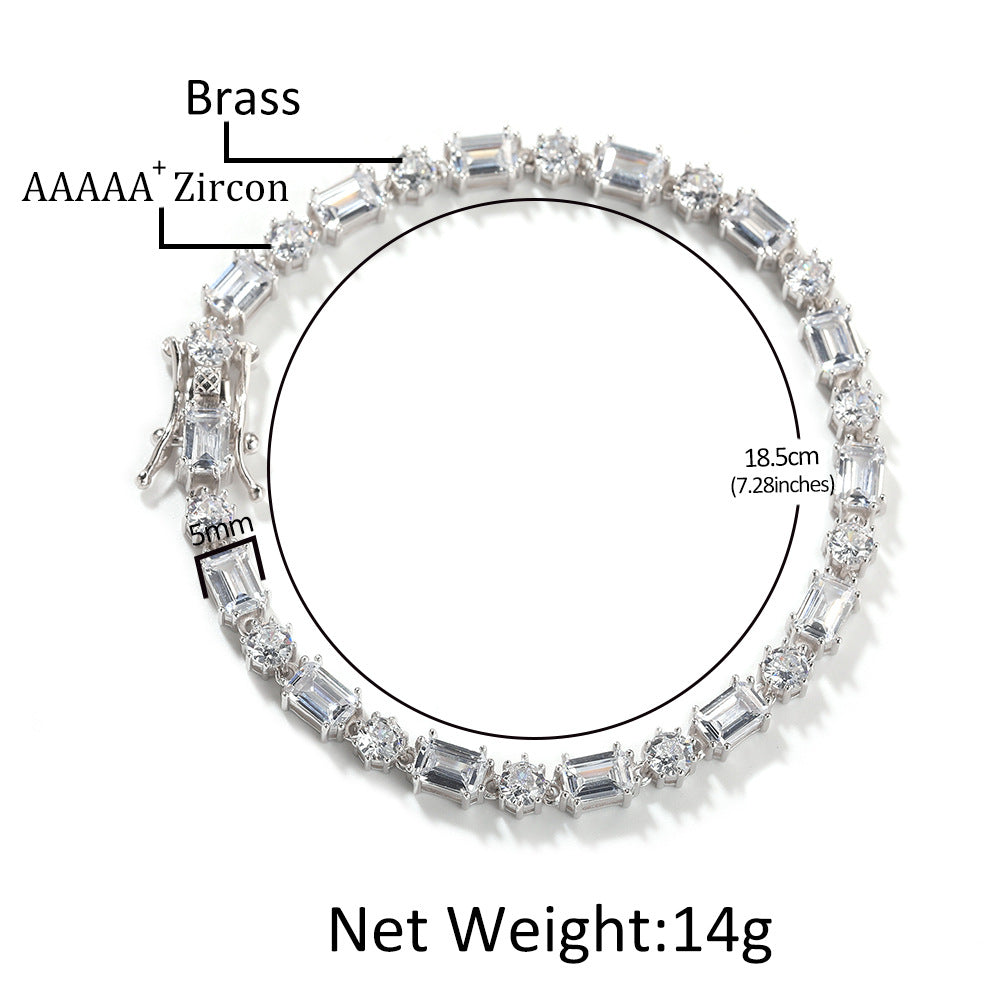 Mixed Square & Round Zirconia Tennis Bracelet