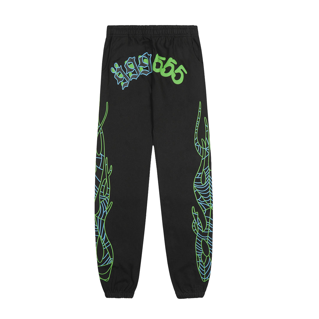 Sp5der patterned beaded 555555 hoodie and trousers