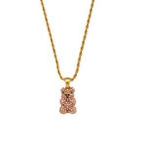 Bear pendant 18K zirconium necklace