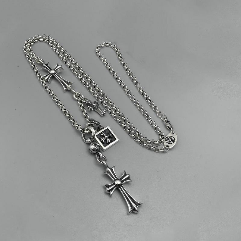 Cross multi-pendant necklace long necklace sweater chain