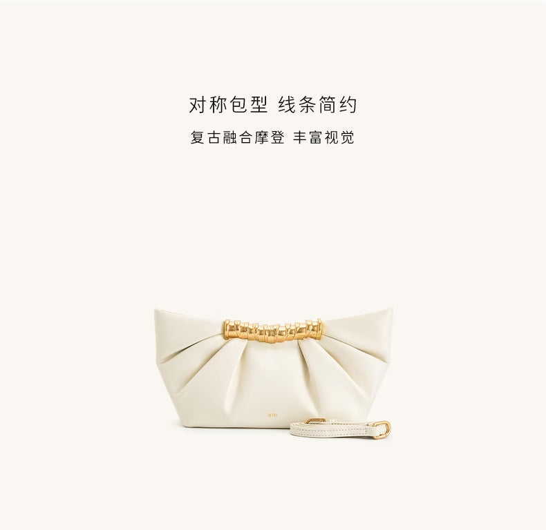 Ruched Clutch with Metal Clasp
