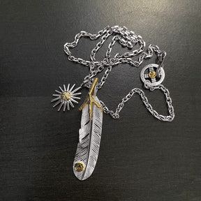 Goro Takahashi's Goro Eagle Claw Feather Sun Necklace