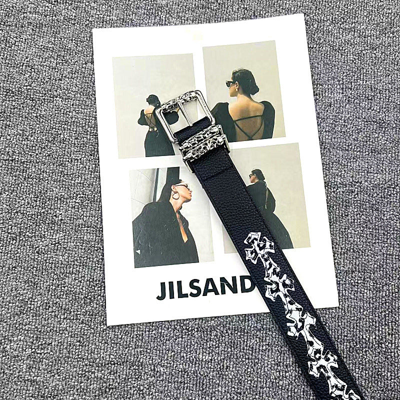 Chrome Hearts Leather pasted Roller type Hollow Vine Needle buckle Belt