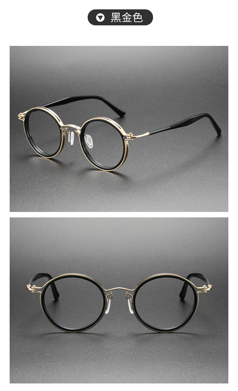 Large round pure titanium eyeglass frames