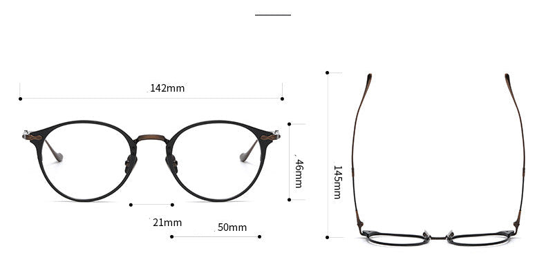 Retro Round Glasses Two-Tone Titanium & Acetate Frame