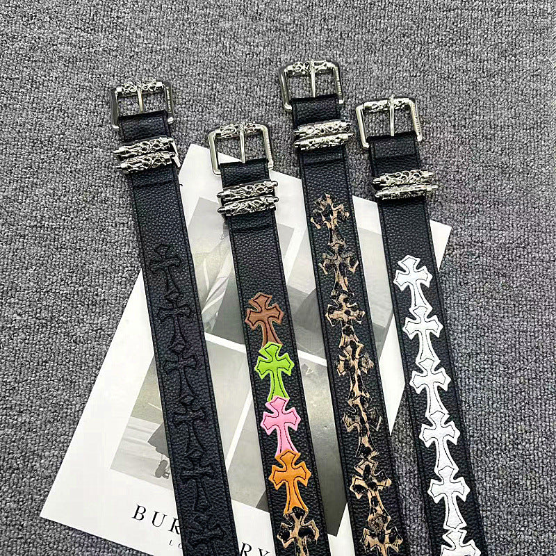 Chrome Hearts Leather pasted Roller type Hollow Vine Needle buckle Belt
