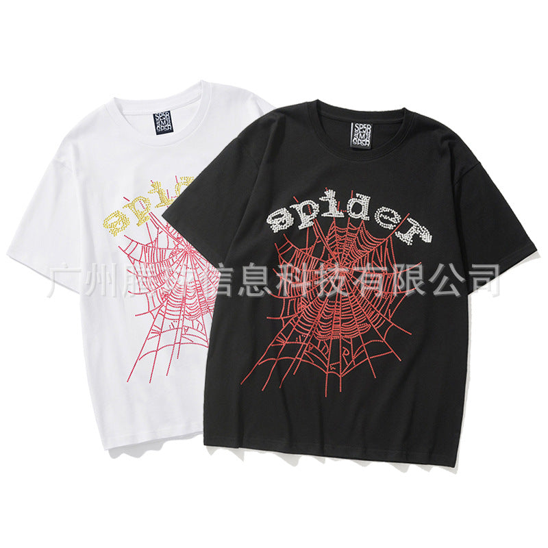 Sp5der short-sleeved foam letter T-shirt