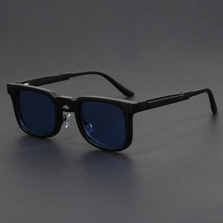 Retro European and American Square Sunglasses with Spring Temples