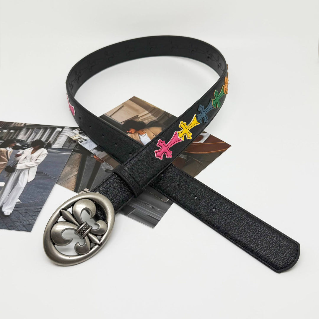 Chrome Hearts Cross-Motif Classic Leather Belt