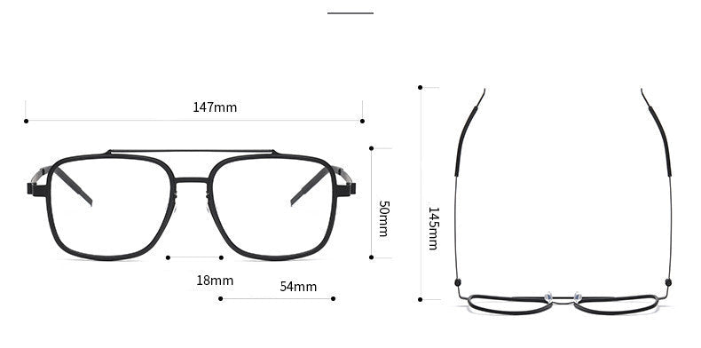 Double-bridge large square screwless welded eyeglass frame