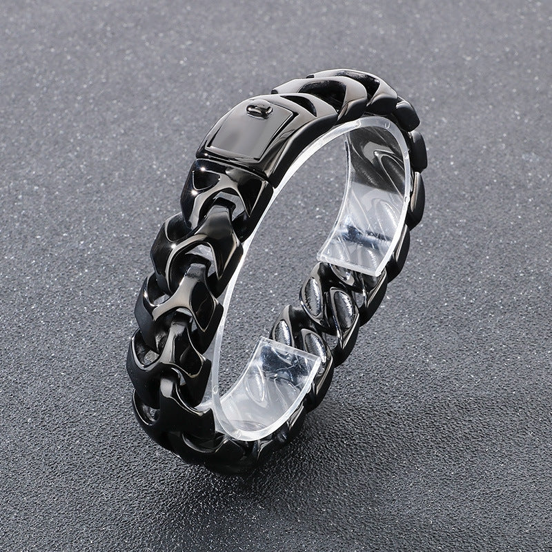 Bold punk dragon bone square snap buckle bracelet