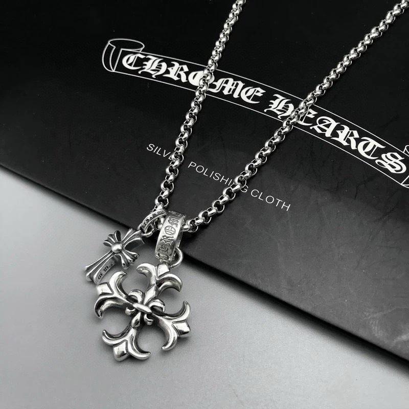 Chrome Hearts Double Cross Pearl Chain