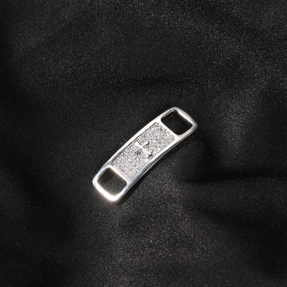 Hip-hop zircon cross smiling face broken heart shoe buckle