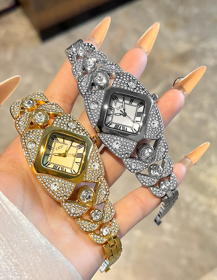 Luxury Full Diamond High-End Bangle Watch for Women