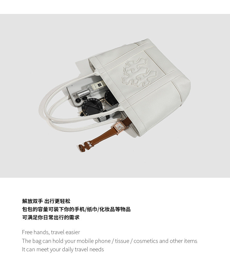 hrome Hearts Cross-Patterned PU Leather Tote Bag