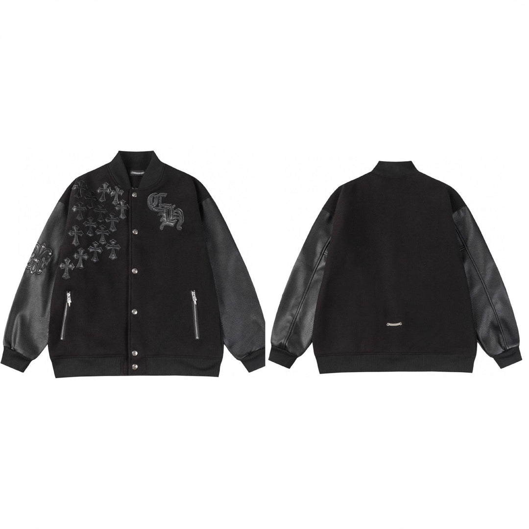 Chrome Hearts Embroidered Cross Baseball Jacket