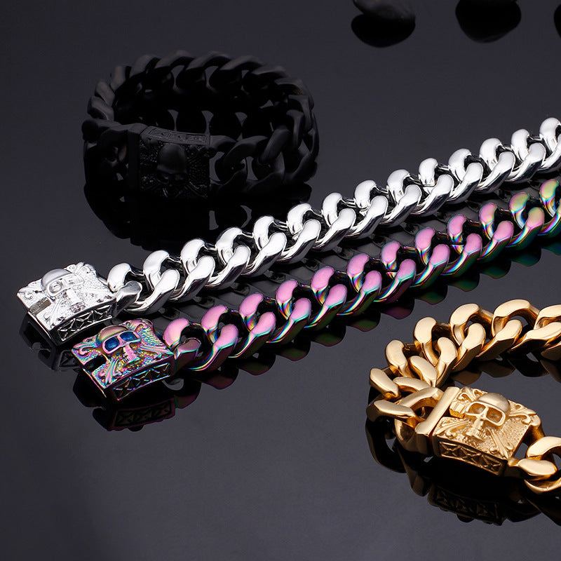Skull Cuban chain titanium steel bracelet