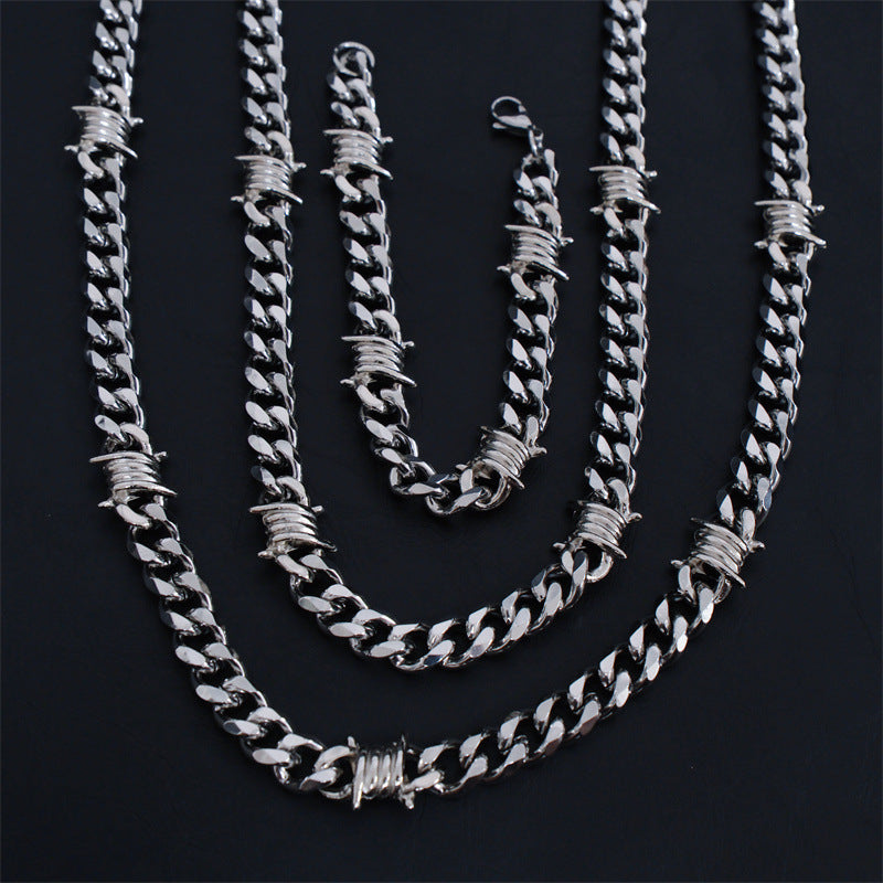 Hip Hop Thorn Cuban Chain Titanium Steel Necklace