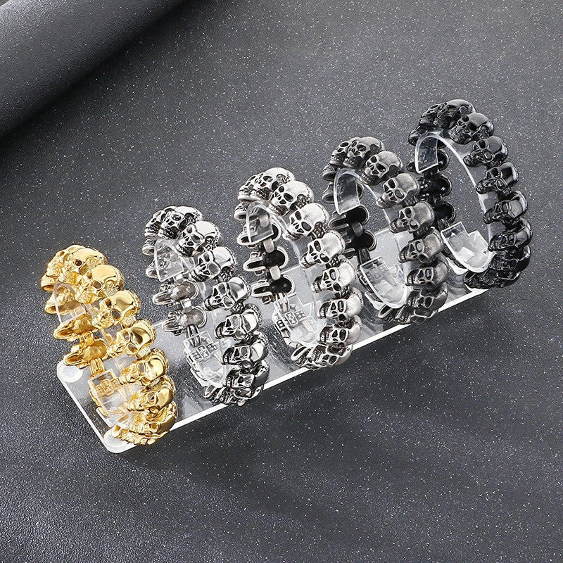 Hip-hop skull men's titanium steel bracelet