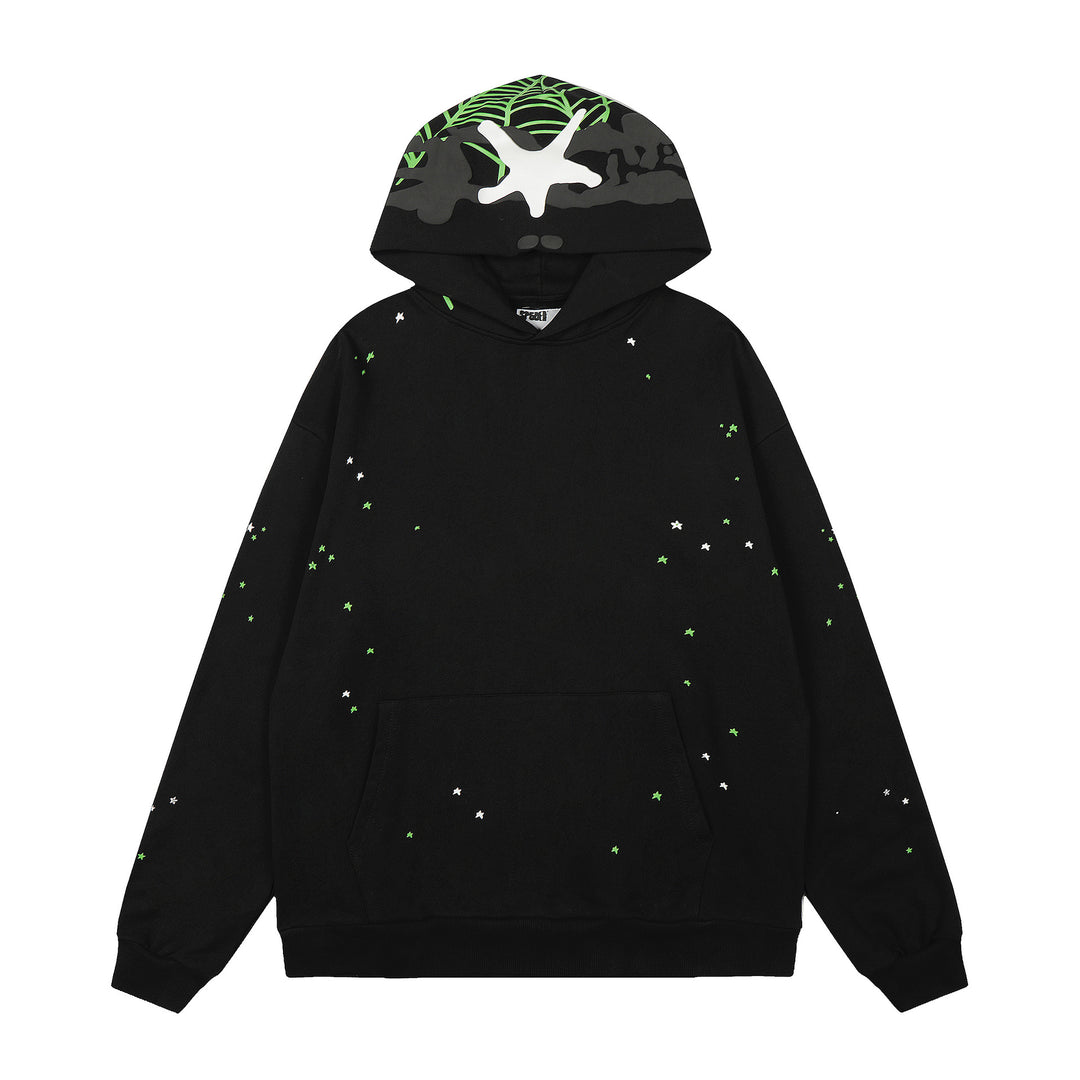 Sp5der patterned beaded 555555 hoodie and trousers