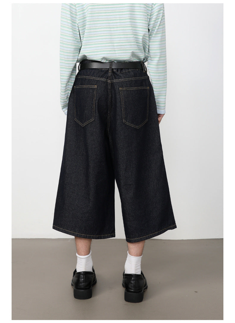 Summer Loose Fit Cropped Straight Leg Denim Shorts