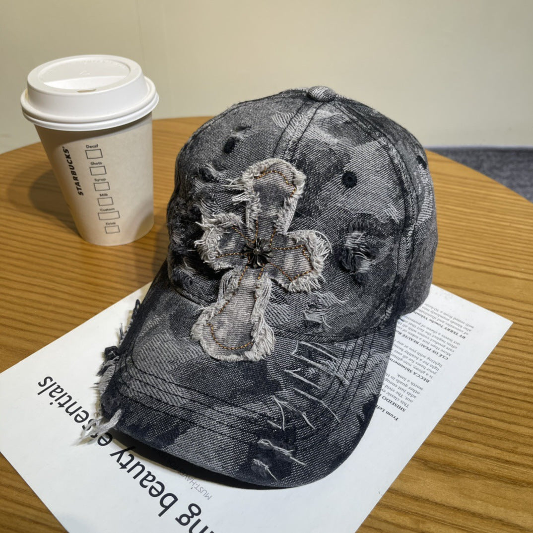 Chrome Hearts Ripped Denim Baseball Cap