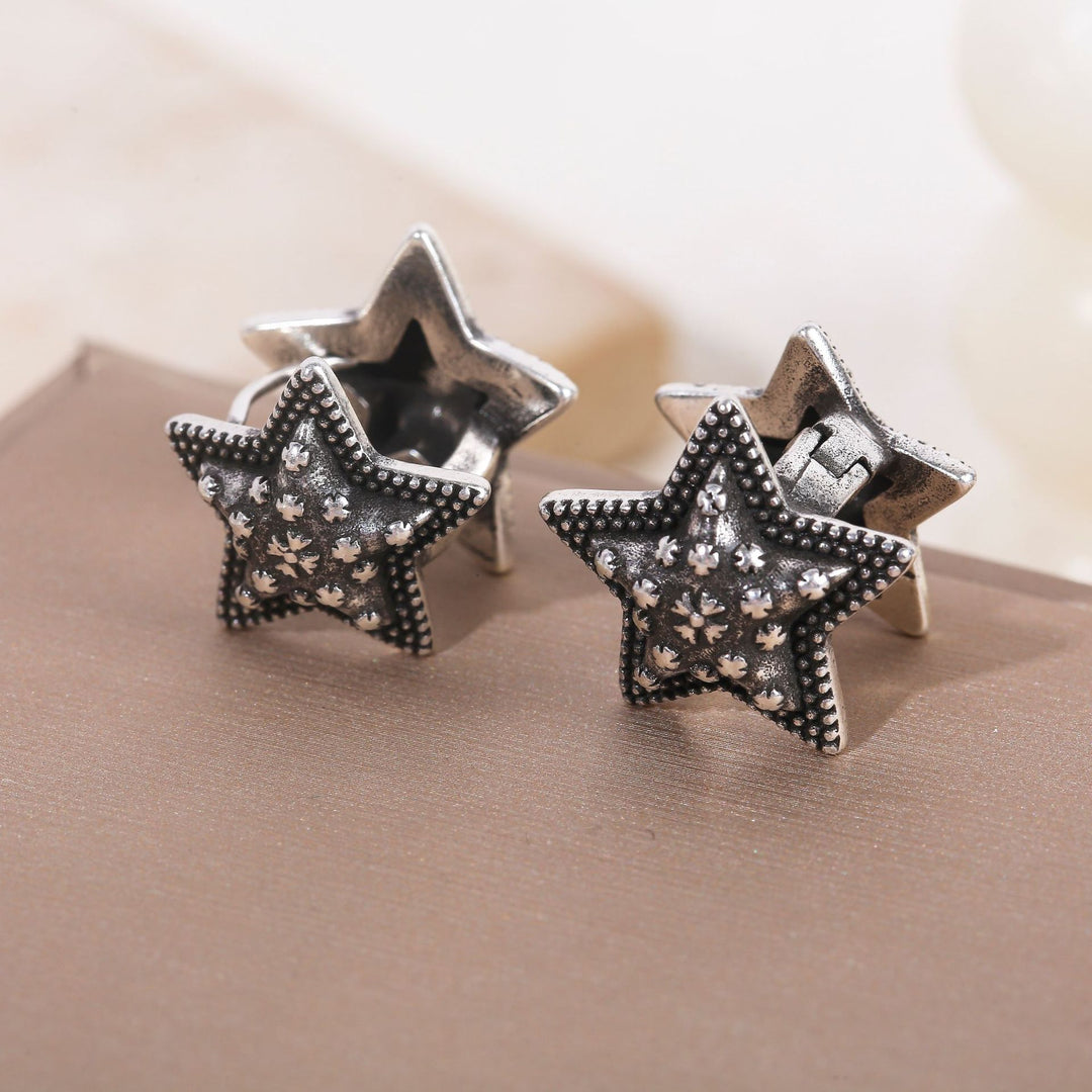 Chrome Hearts-Inspired Rhinestone Five-Pointed Star Earrings