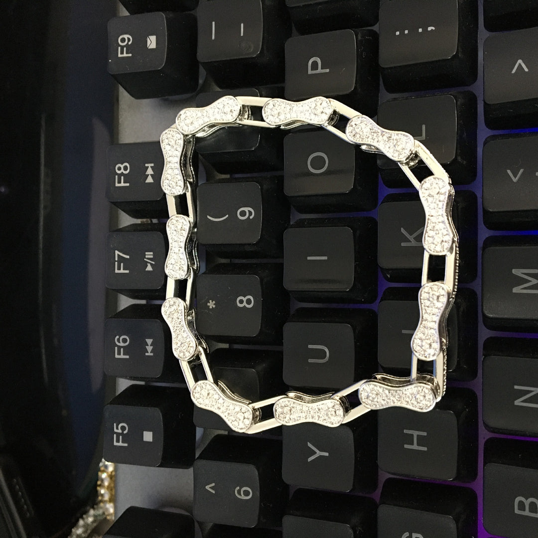 Hip Hop Rhinestone 5mm Bicycle Chain Necklace