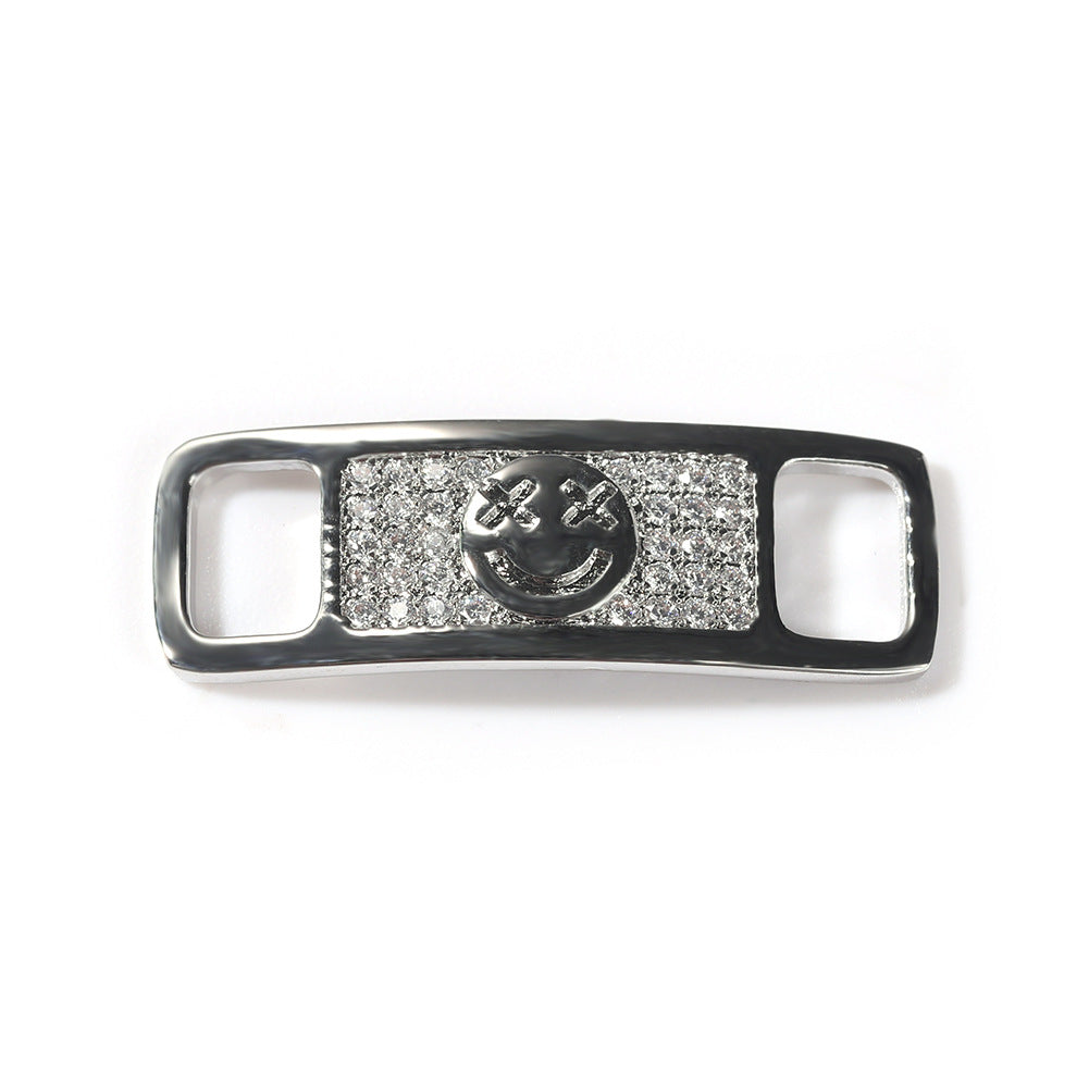 Hip-hop zircon cross smiling face broken heart shoe buckle