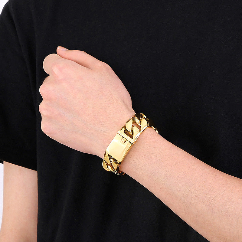 Thin 20mm Cuban chain stainless steel bracelet