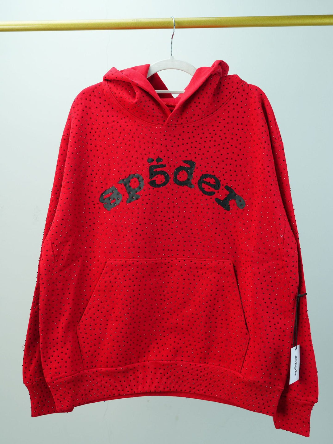 Sp5der full-rhinestone hoodie and sweatpants