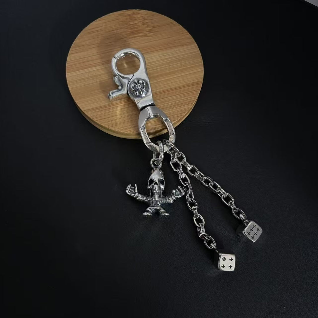 Chrome Hearts Skull and Dice Keychain