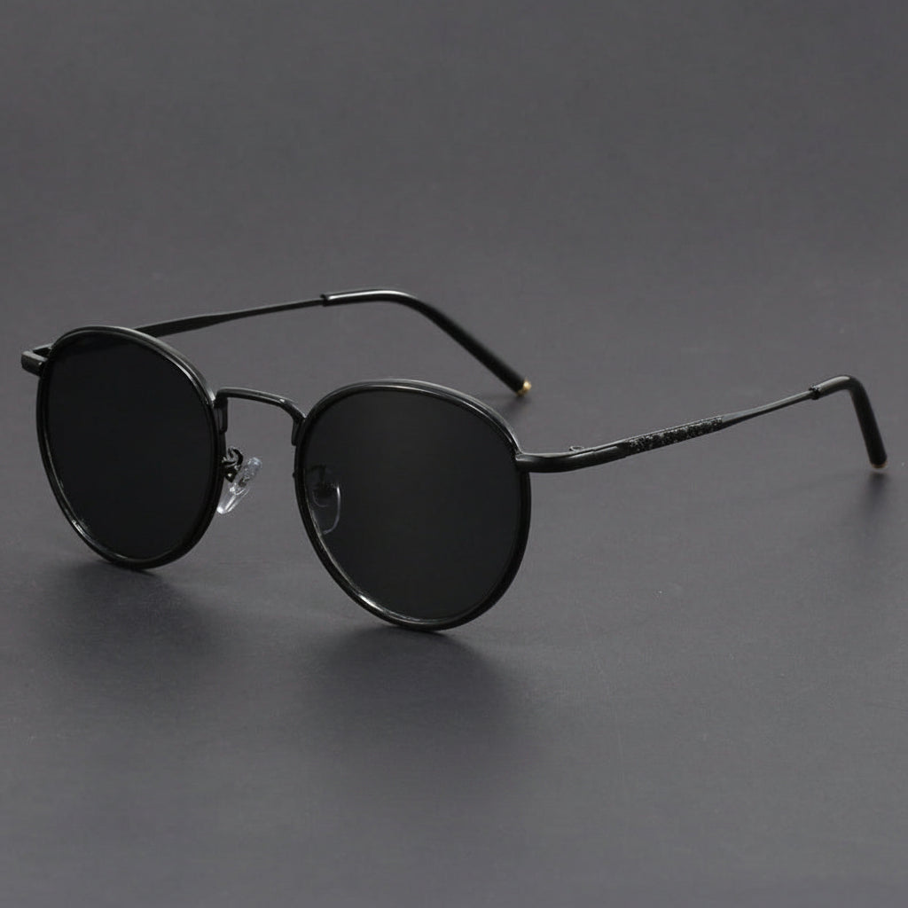 Retro small round frame Hong Kong style sunglasses