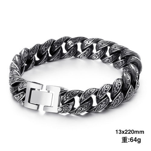 Patterned multi-link interlocking titanium steel bracelet