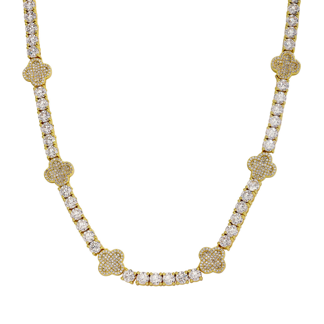 Hip-hop four-leaf clover zircon chain, tennis chain.