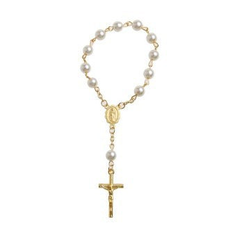 rosary pearl cross full moon blessing bracelet