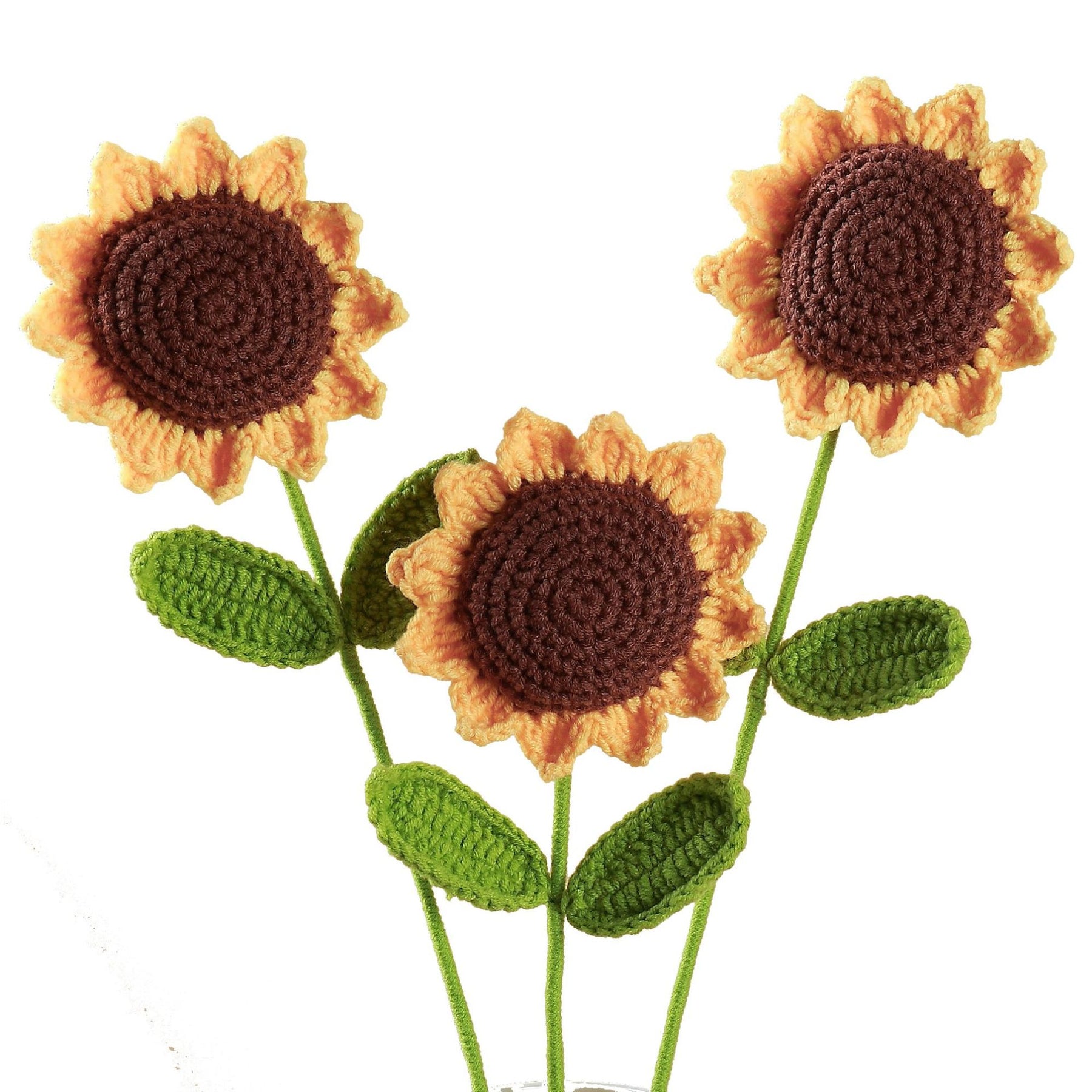 Sunflower hand-knitted flowers wool crocheted gift flower