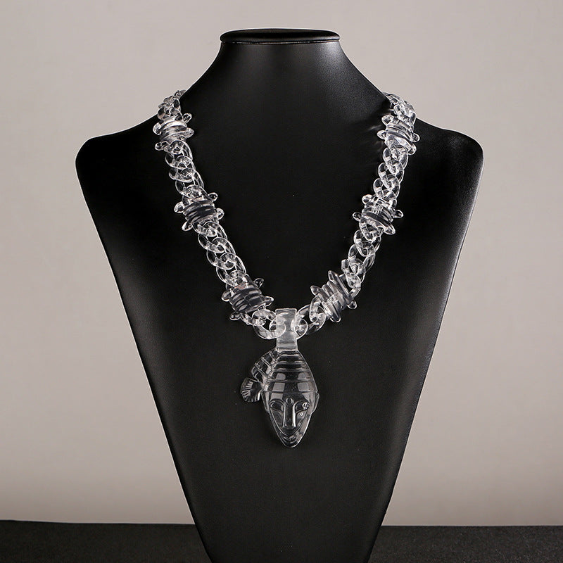 Chrome Hearts transparent resin acrylic cross necklace