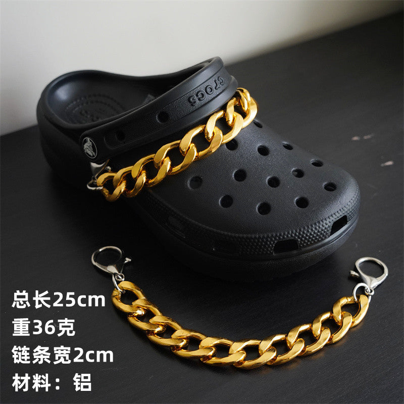 Hole shoe chain cool punk dark multi-layer shoe buckle rivet pearl shoe chain