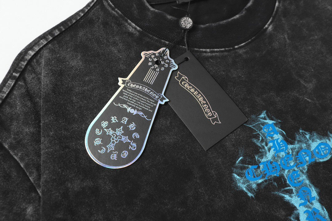 Chrome Hearts Summer Embroidery Print Cotton T-Shirt Short-Sleeve