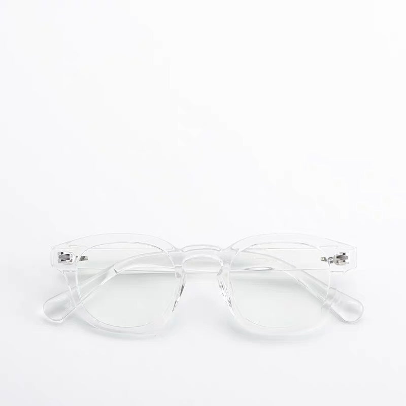 Thick-rimmed round transparent glasses