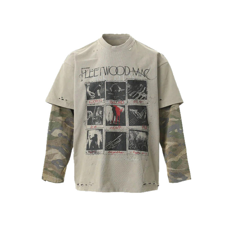 Loose-fitting, layered T-shirt base layer top