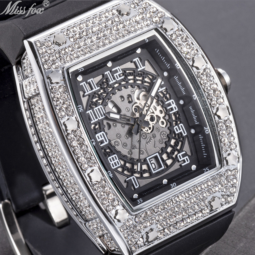 Tonneau-Shaped Quartz Watches with Silicone Straps