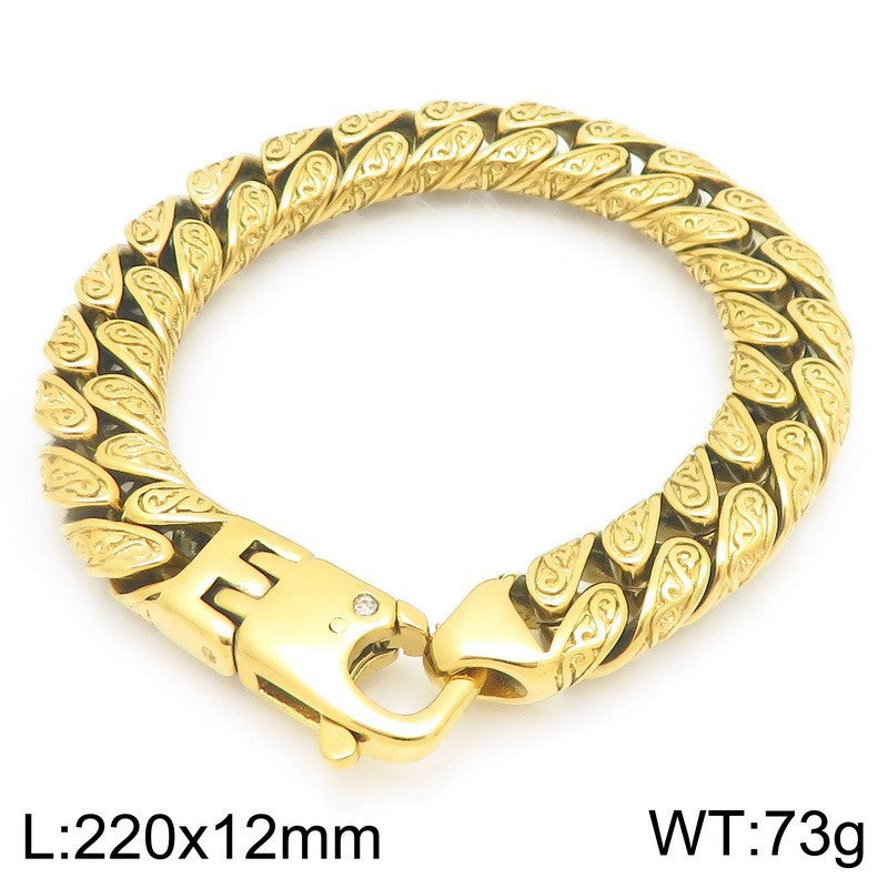 Patterned multi-link interlocking titanium steel bracelet