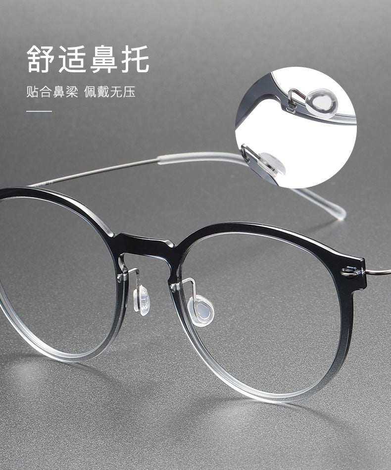 Screwless nylon frame, titanium temples oval eyeglasses